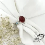 انگشتر مردانه نقره 925 عیار سنگ عقیق رکاب چهارچنگ کد 21862