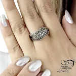 انگشتر زنانه نقره ایتالیا (سیاه قلم) کد 21901 - تصویر 2