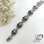 دستبند نقره سیاه قلم طرح گل کد 21945