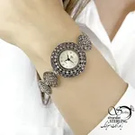 ساعت نقره 925 عیار طرح حصیری (سیاه قلم) کد 21946 - Image 2
