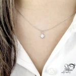 گردنبند نقره نگین اشکی با عیار925 کد 22010 - تصویر 2