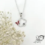 گردنبند نقره گل و پروانه با عیار925 کد 22011