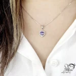 گردنبند نقره 925 عیار قلبی طرح یاقوت کبود کد 22021 - تصویر 2