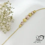 دستبند نقره البرنادو دورنگ با روکش آب طلا زرد کد 22045