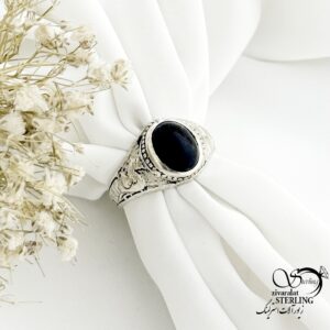 انگشتر نقره دسته دوم با سنگ عقیق کد 22075