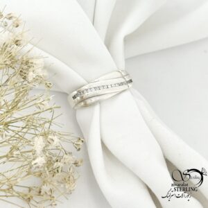 حلقه (انگشتر) نقره نگین موج دار کد 22078