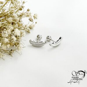 پیرسینگ نقره گوش طرح برگ کد 22084
