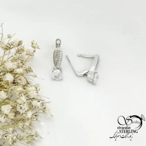 گوشواره کلیپسی نقره تک نگین کد 22104