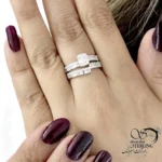 حلقه پشت حلقه نگین مربعی (جواهری) کد 22108