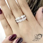 حلقه پشت حلقه فول نگین طرح اشکی کد 22109