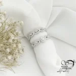 حلقه پشت حلقه فول نگین طرح اشکی کد 22109
