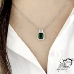 گردنبند جواهری نگین سبز مشابه طلا کد 22142