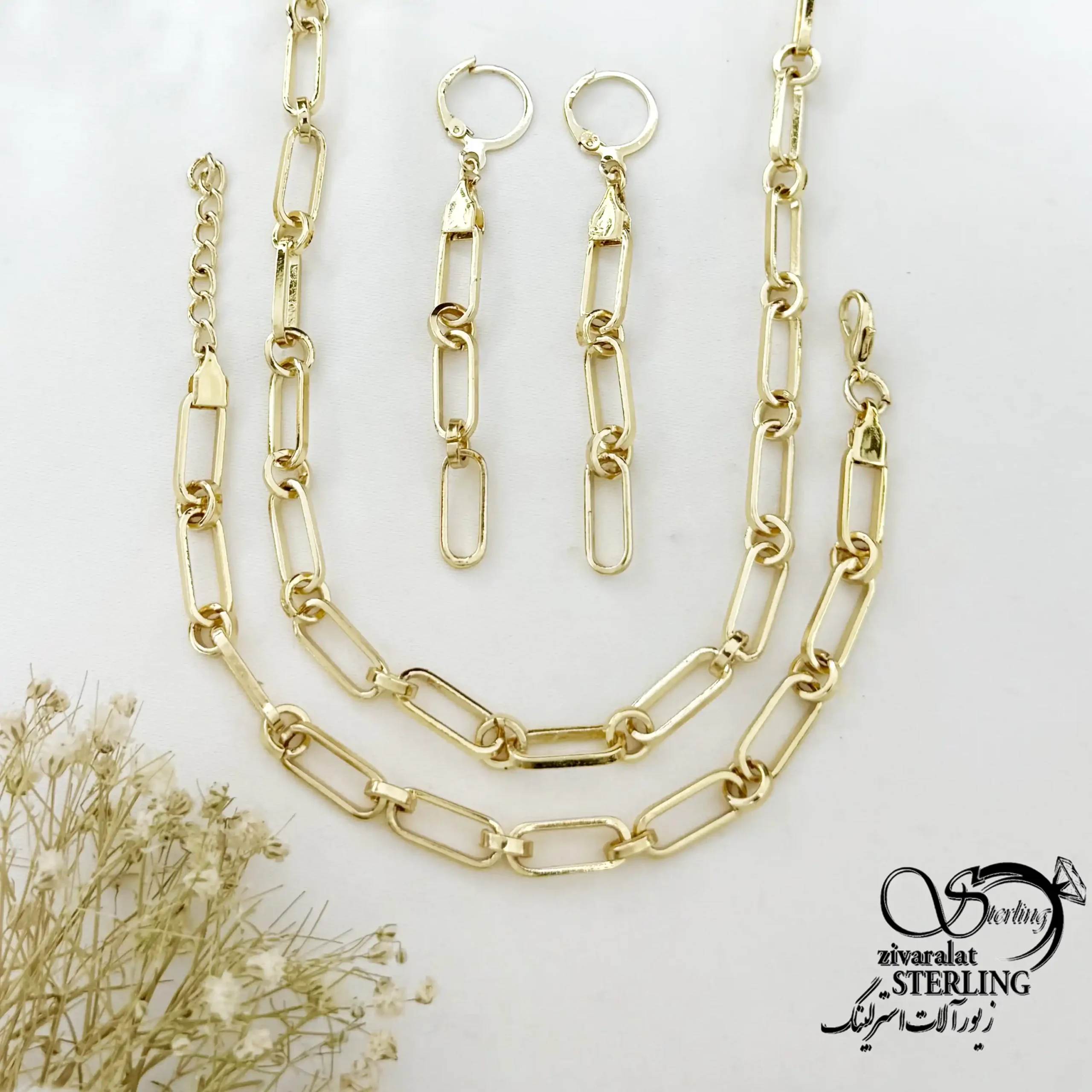 سرویس زنجیری زنانه مشابه طلا کد 22157