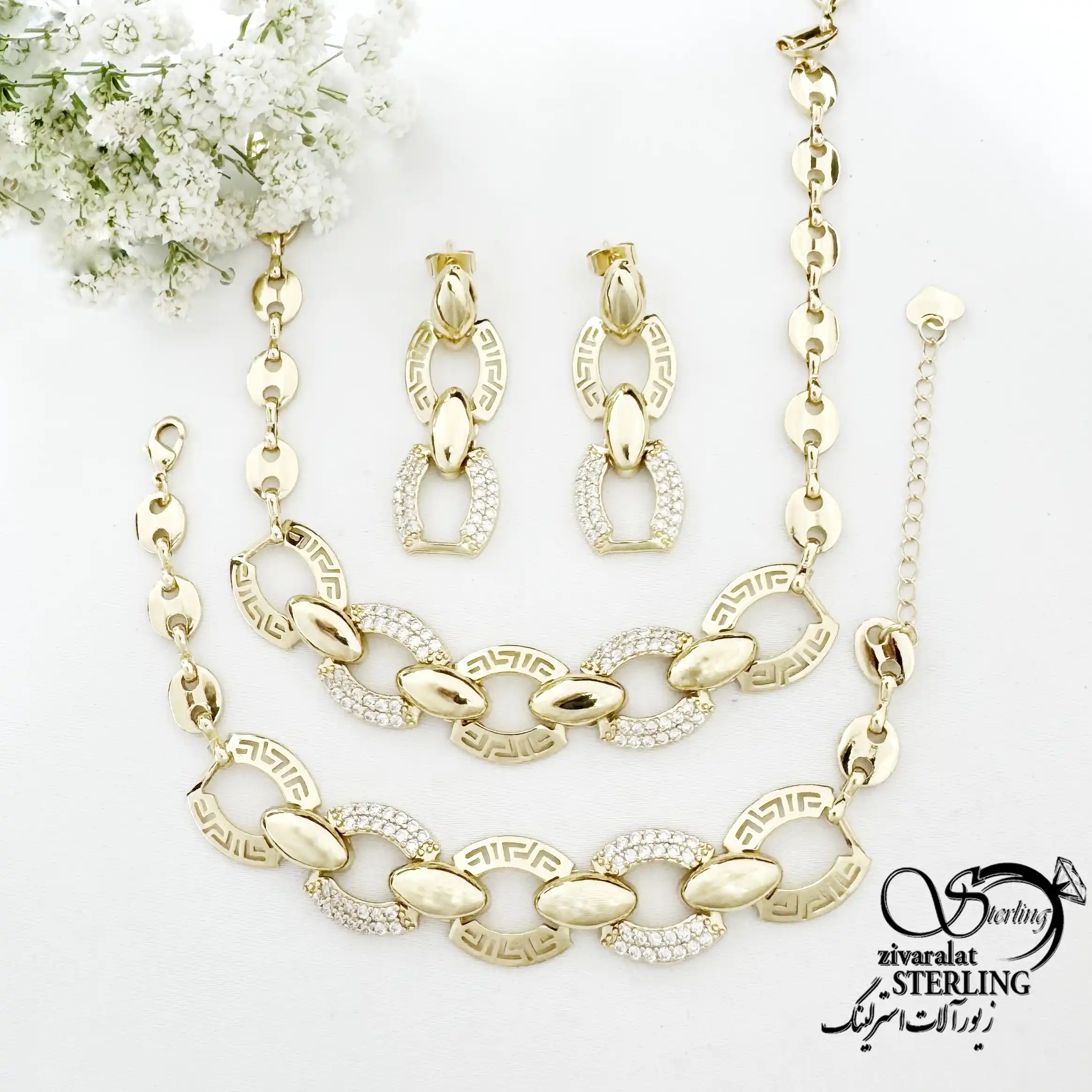 سرویس مجلسی نگین دار طرح طلا کد 22161