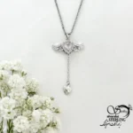 گردنبند قلبی آویز دار با نگین صورتی کد 22183