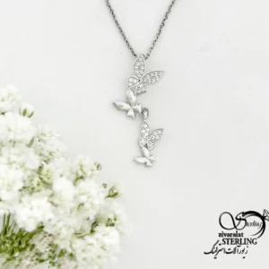 گردنبند پروانه ای نگین دار طرح مدرن کد 22184