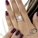 حلقه پشت حلقه نقره نگین مربعی کد 22244