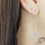 گوشواره استیل بخیه ای آویز خرس سفید کد 10977