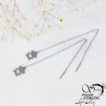 گوشواره استیل بخیه ای آویز خرس سفید کد 10977