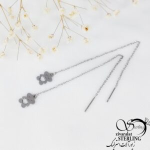 گوشواره استیل بخیه ای آویز خرس سفید کد 10977