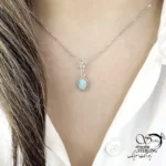 گردنبند نقره ساده با سنگ فیروزه کد 22310