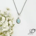 گردنبند نقره ساده با سنگ فیروزه کد 22310