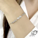 دستبند نقره 925 عیار دسته دوم طرح لوزی کد 22317
