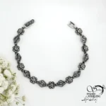 دستبند نقره گل سیاه قلم با عیار925 کد 22318