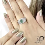 انگشتر نقره 925 عیار سنگ زمرد عیار 925 کد 22321