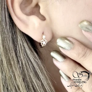 گوشواره کلیپسی طرح گل نگین دار برند ژوپینگ کد 22352