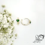 گوشواره قلبی با نگین سبز برند ژوپینگ کد 22355