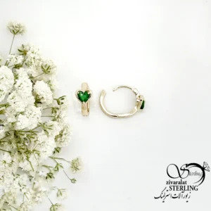 گوشواره قلبی با نگین سبز برند ژوپینگ کد 22355