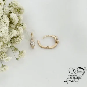 گوشواره ژوپینگ نگین دار مشابه طلا کد 22358