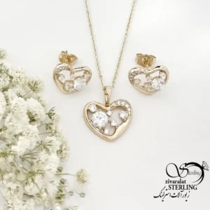 نیمست قلبی نگین دار برند ژوپینگ طرح طلا کد 22365