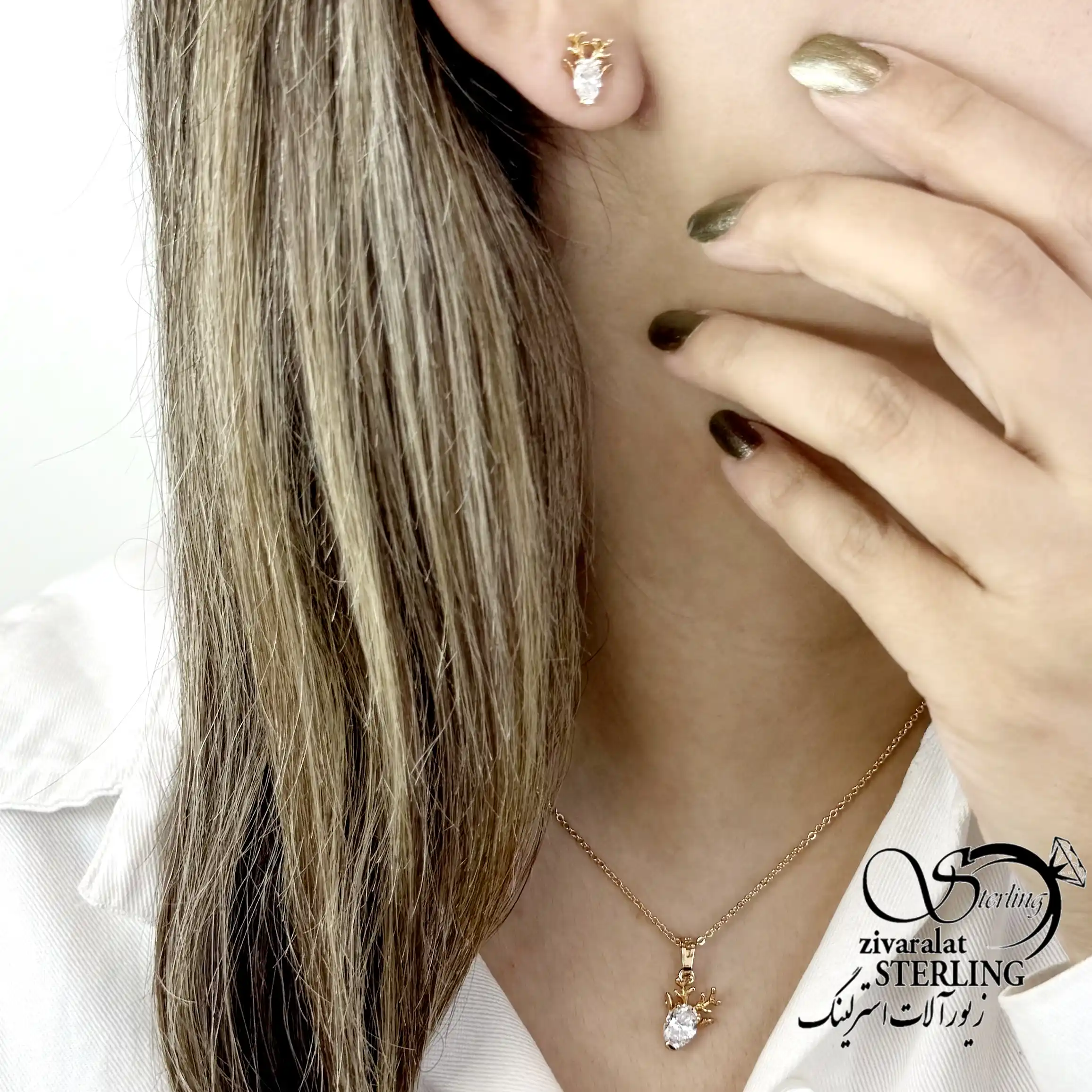 نیمست طرح گوزن نگین دار برند ژوپینگ کد 22368
