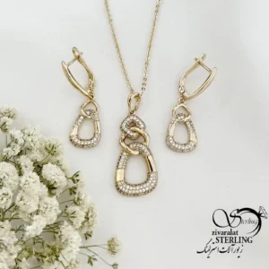 نیمست ژوپینگ طرح کلاسیک با نگین اتمی مشابه طلا کد 22369
