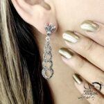 گوشواره نقره 925 عیار آویز سیاه قلم کد 22403