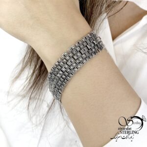 دستبند نقره دسته دوم سیاه قلم طرح کلاسیک کد 22410