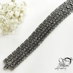 دستبند نقره دسته دوم سیاه قلم طرح کلاسیک کد 22410