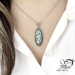 گردنبند نقره فیروزه (سیاه قلم) کد 22420