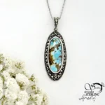 گردنبند نقره فیروزه (سیاه قلم) کد 22420